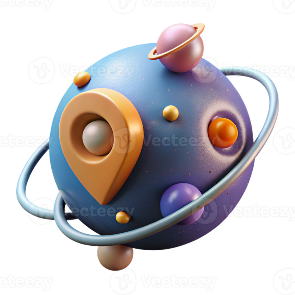 serene traditional Objects in Orbit Around Central Point Cutout Element png