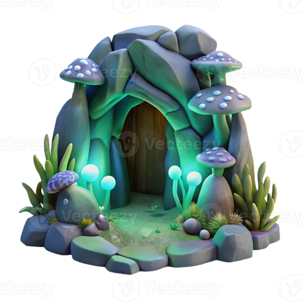dramatic rustic Ocean Cave Entrance Cutout Blue Light authentic png