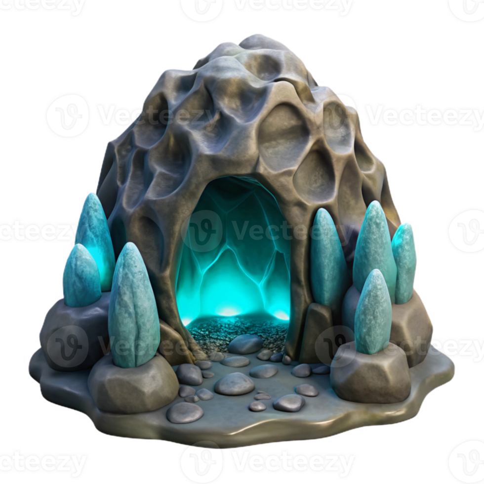 stunning artistic Ocean Cavern Bioluminescence Isolated Front View png