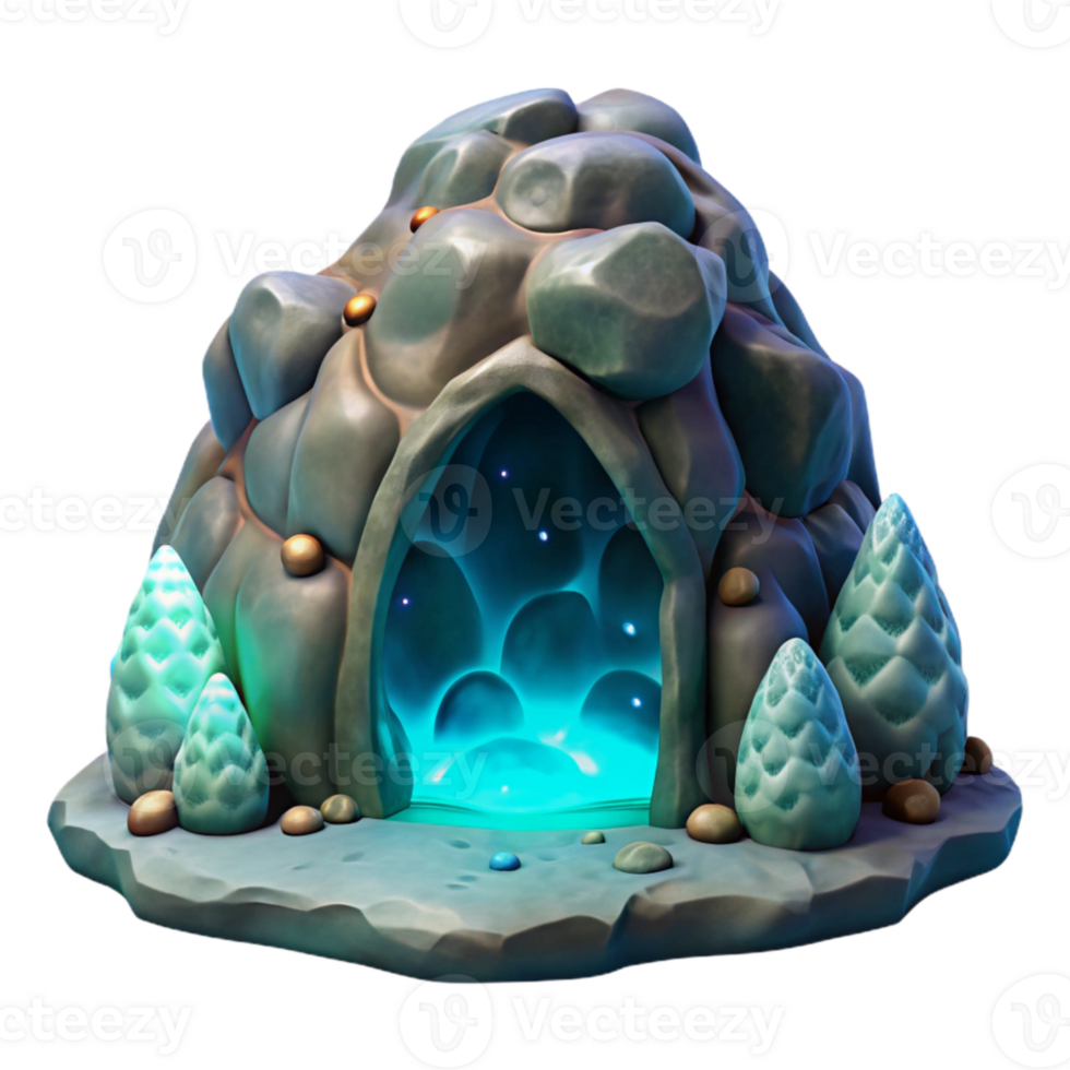 elegant contemporary Ocean Cavern Bioluminescence Isolated Front View authentic png
