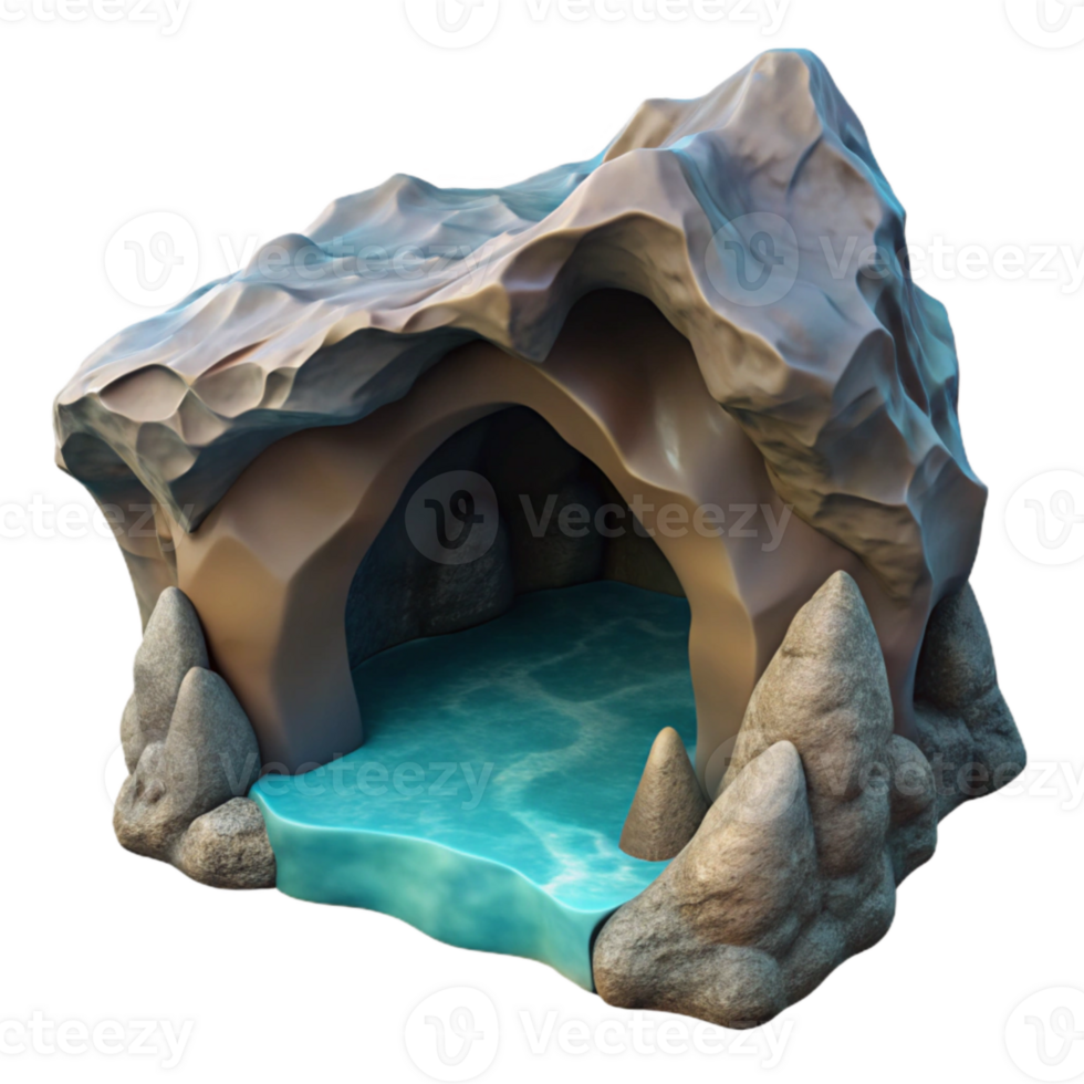beautiful minimalist Ocean Cliff Cavern Mouth Isolated File detailed png
