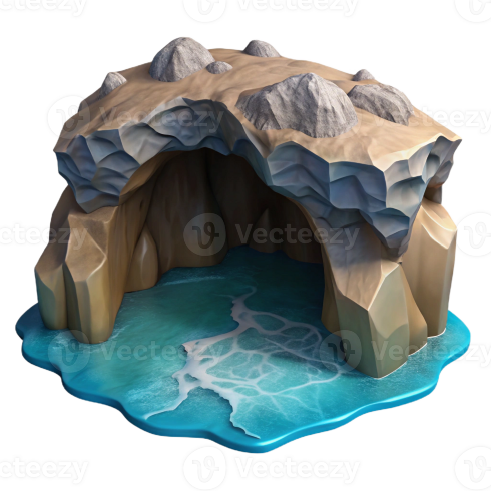 magnificent modern Ocean Cliff Cavern Mouth Isolated File genuine png