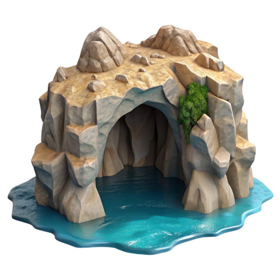 wonderful creative Ocean Cliff Grotto Cutout Moonlit Entrance View high resolution png