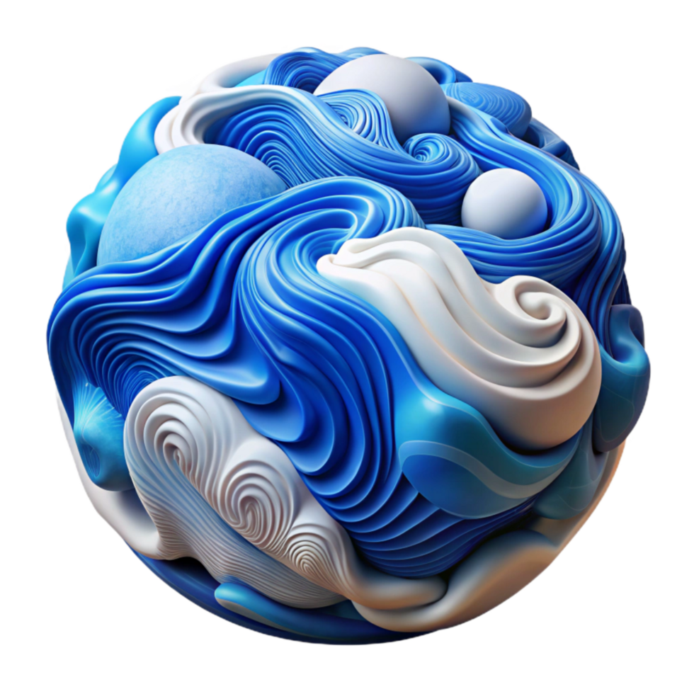 elegant abstract Ocean Currents Abstract Art Cutout Blue and White original png