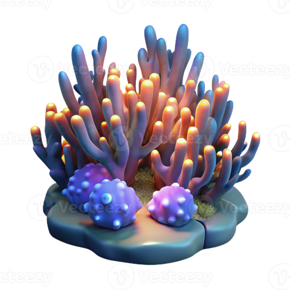 dramatic modern Ocean Depths Glowing Coral Reef Cutout premium png