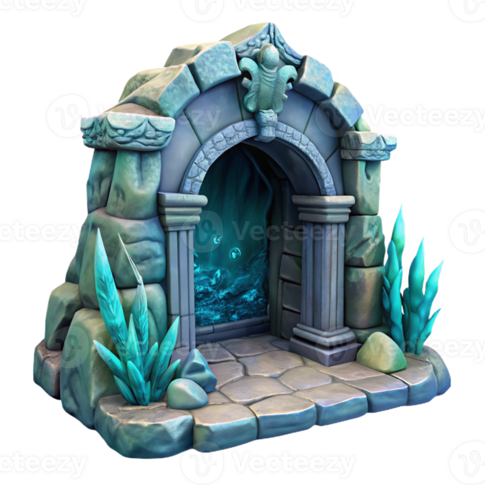 dramatic abstract Ocean Depths Grotto Entrance Cutout Upward Angle original png
