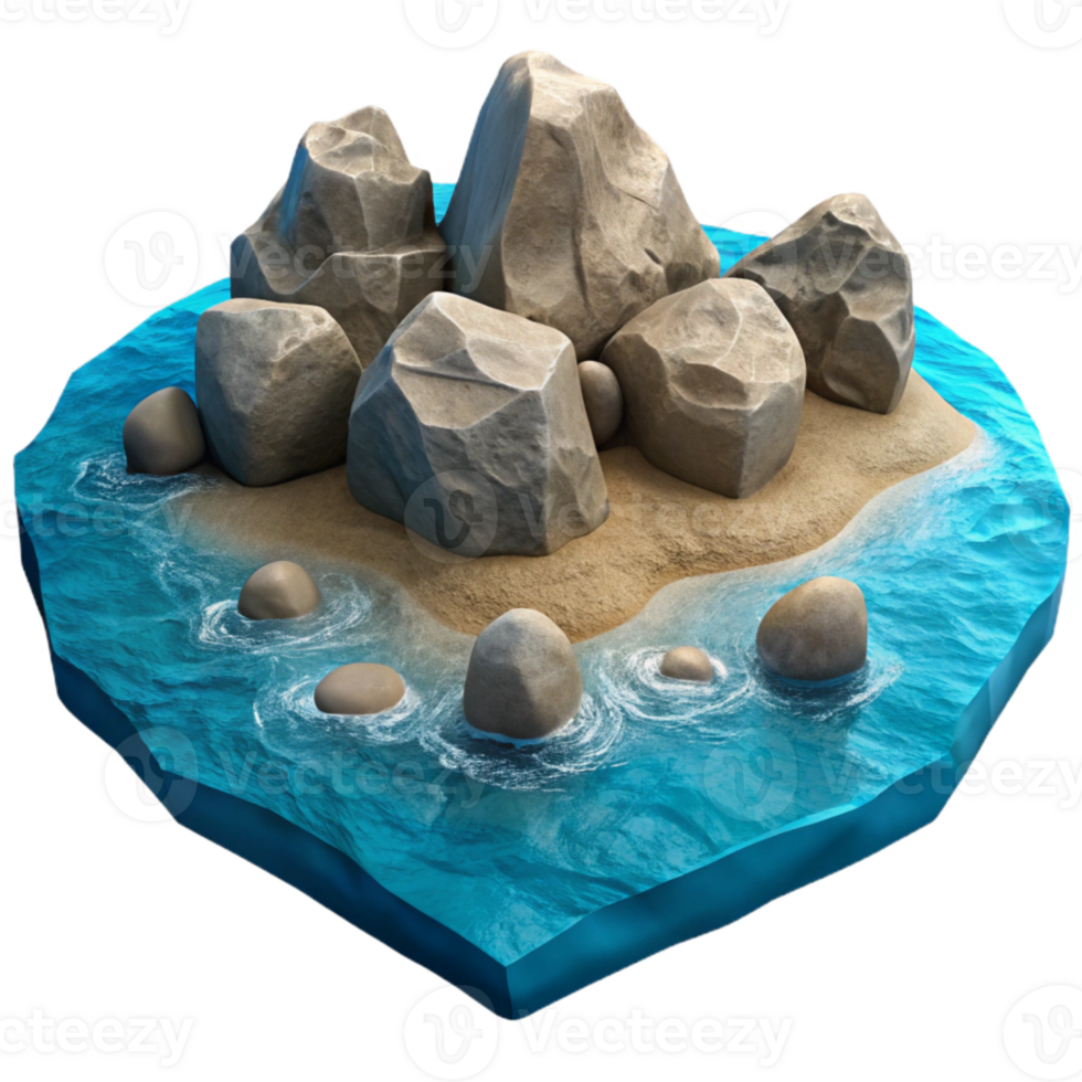 dramatic modern Ocean Floor Rocks with Front View Isolated Element authentic png