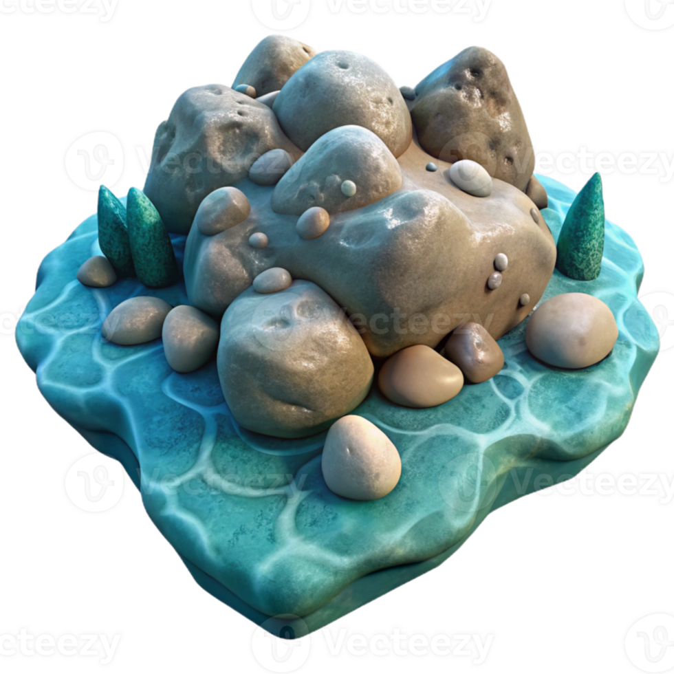 impressive artistic Ocean Floor Rocks with Front View Isolated Element genuine png