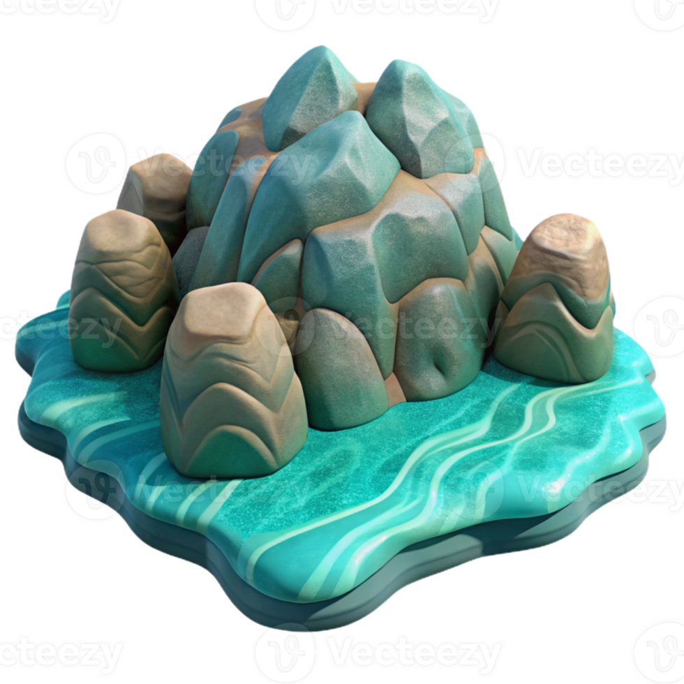 stunning creative Ocean Floor Rocks with Front View Isolated Element detailed png