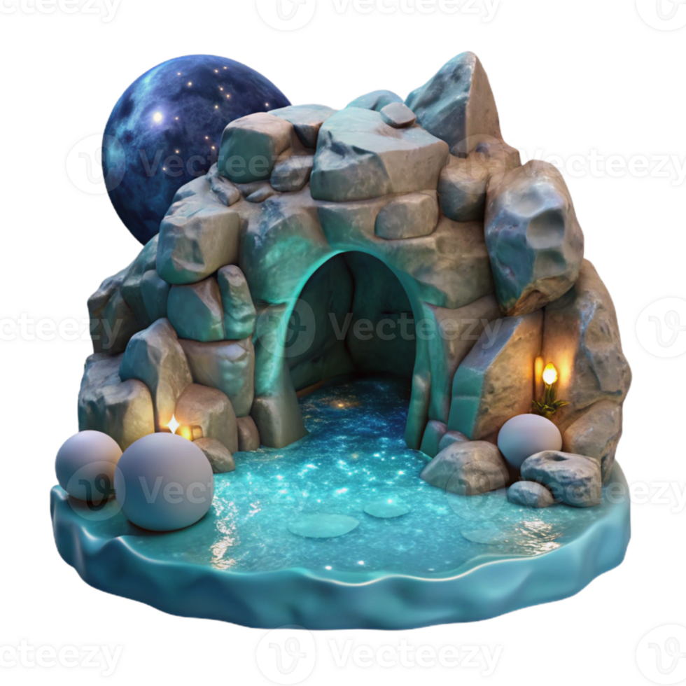 extraordinary classic Ocean Grotto Cutout Lit by the Moon high resolution png