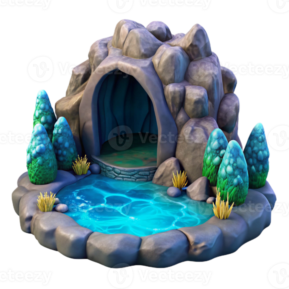 extraordinary modern Ocean Grotto Isolated with Moonlit Water professional png