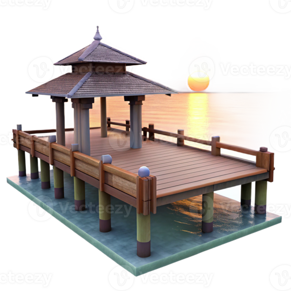magnificent classic Ocean Pier at Sunset Transparent Background Silhouette genuine png