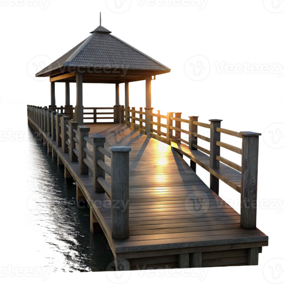 extraordinary contemporary Ocean Pier at Sunset Transparent Background Silhouette genuine png