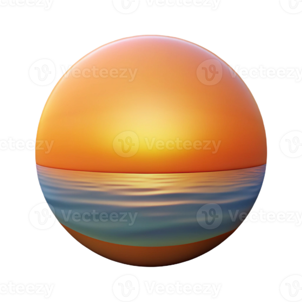 dramatic abstract Ocean Sunset Gradient Isolated with Orange Sky genuine png