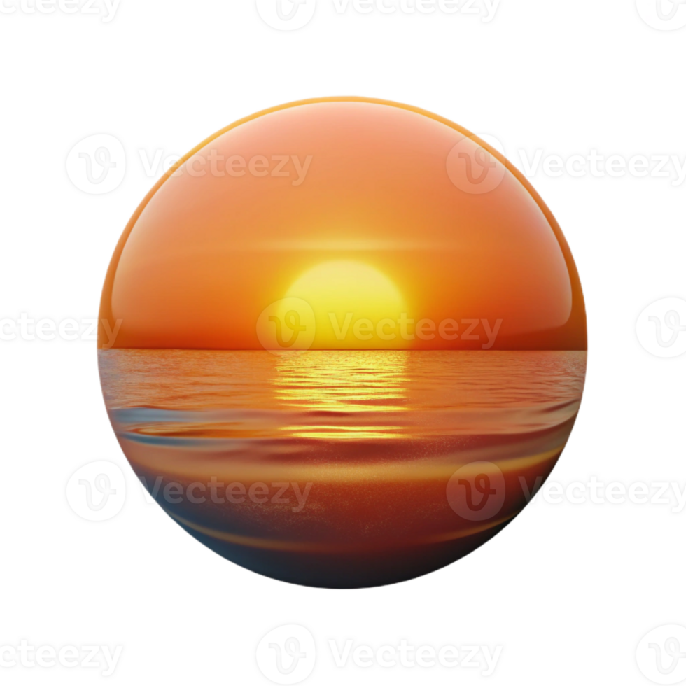 serene artistic Ocean Sunset Gradient Isolated with Orange Sky professional png