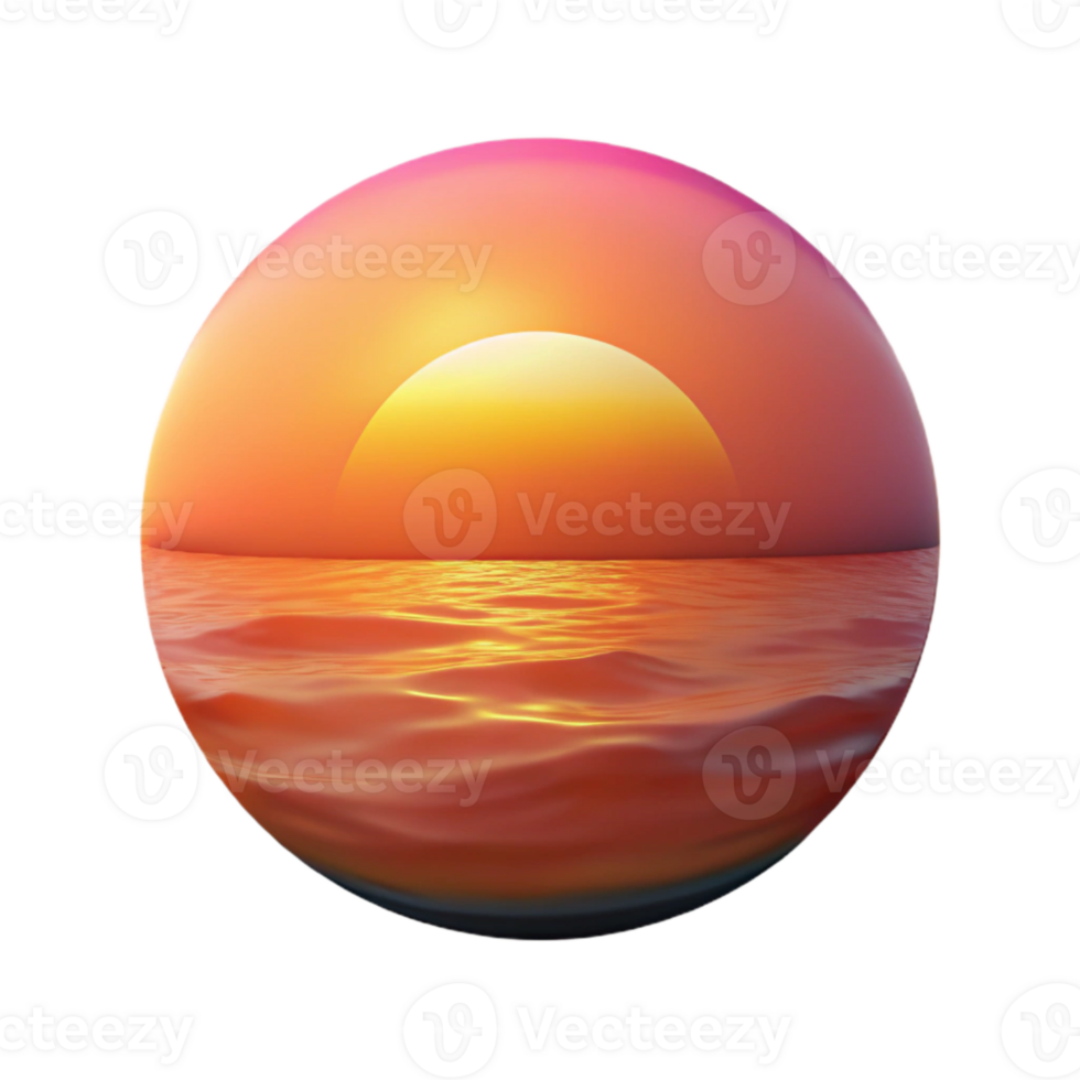 extraordinary rustic Ocean Sunset Isolated Warm Colors Transparent Background genuine png