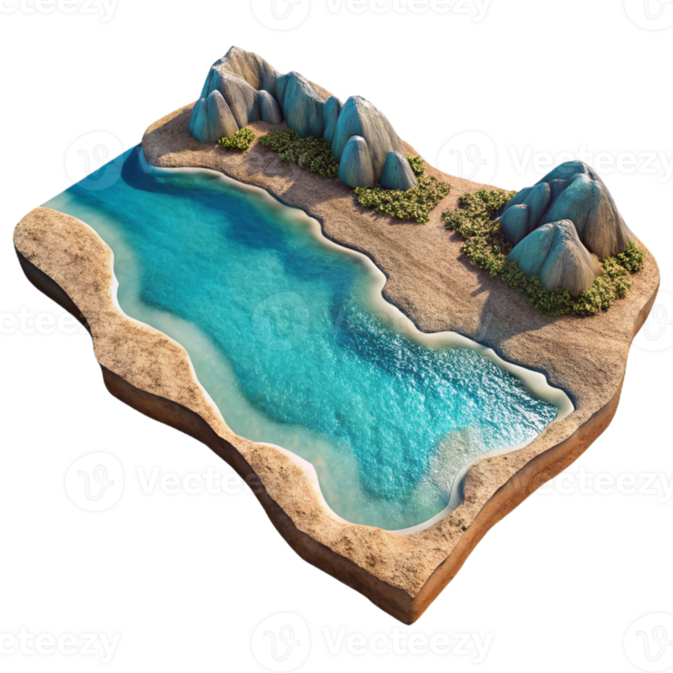 wonderful rustic Ocean Shoreline Cutout Aerial View Turquoise Water Isolated exclusive png