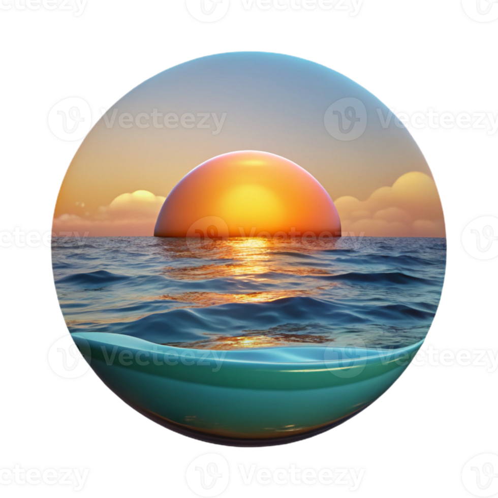 beautiful creative Ocean Sunset Landscape Cutout Tranquil Scene high resolution png