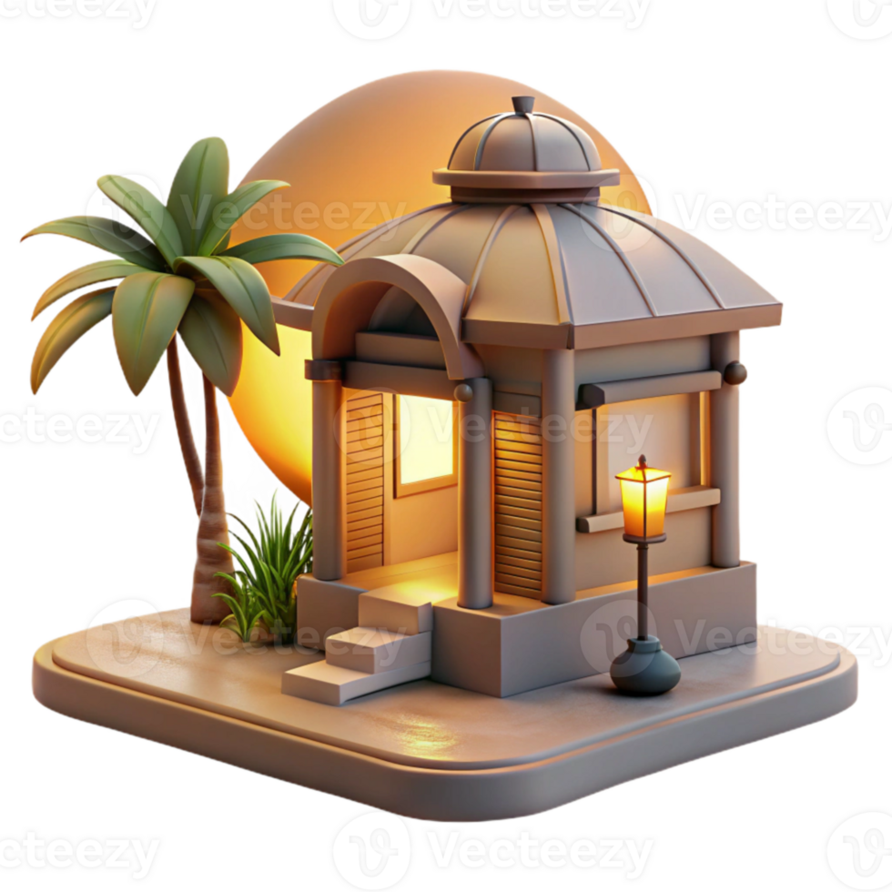 magnificent artistic Oceanside Sundowner Retreat Cutout with Golden Hour Lighting premium png