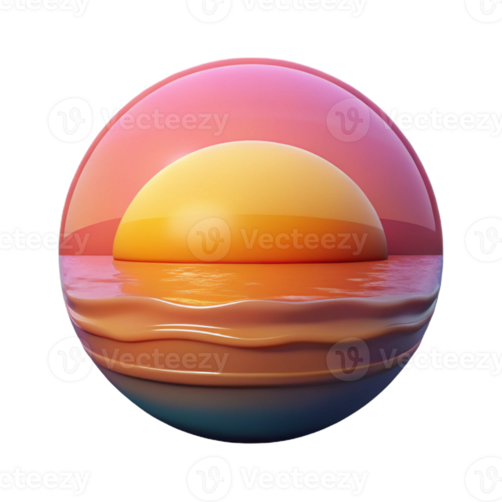 vibrant creative Ocean Sunset Isolated Warm Colors Transparent Background professional png