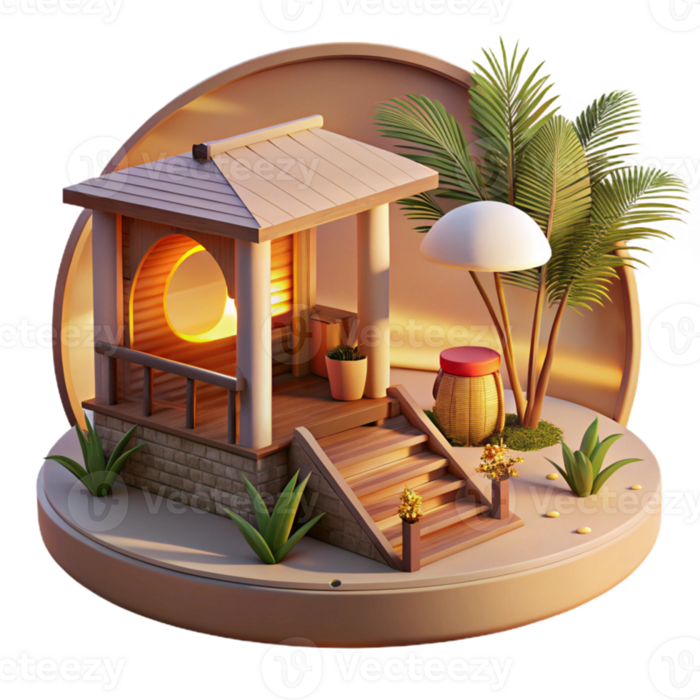dramatic vintage Oceanside Sundowner Retreat Cutout with Golden Hour Lighting original png