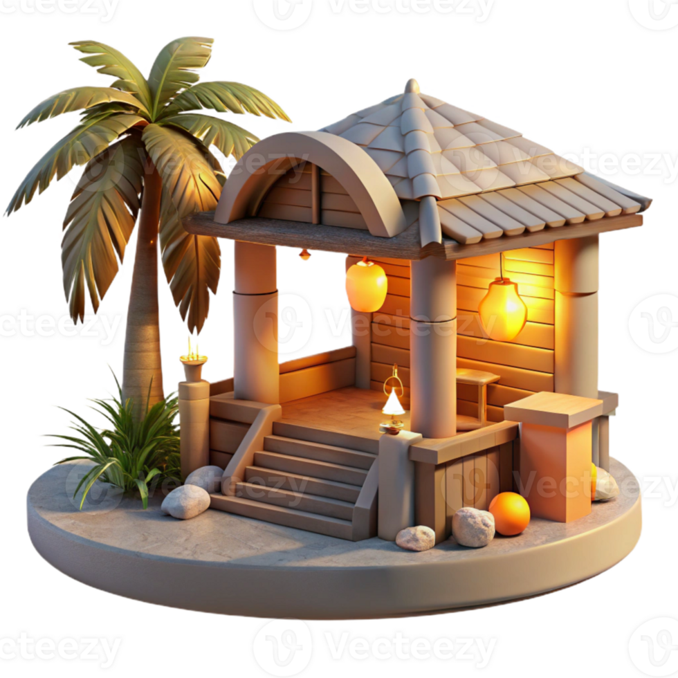 dramatic contemporary Oceanside Sundowner Retreat Cutout with Golden Hour Lighting high resolution png