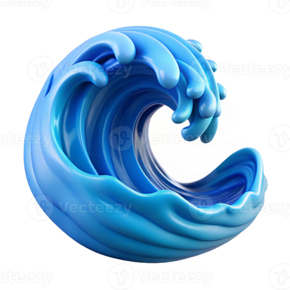dramatic minimalist Ocean Wave Crest Cutout Blue Green Foam Transparent Background high resolution png