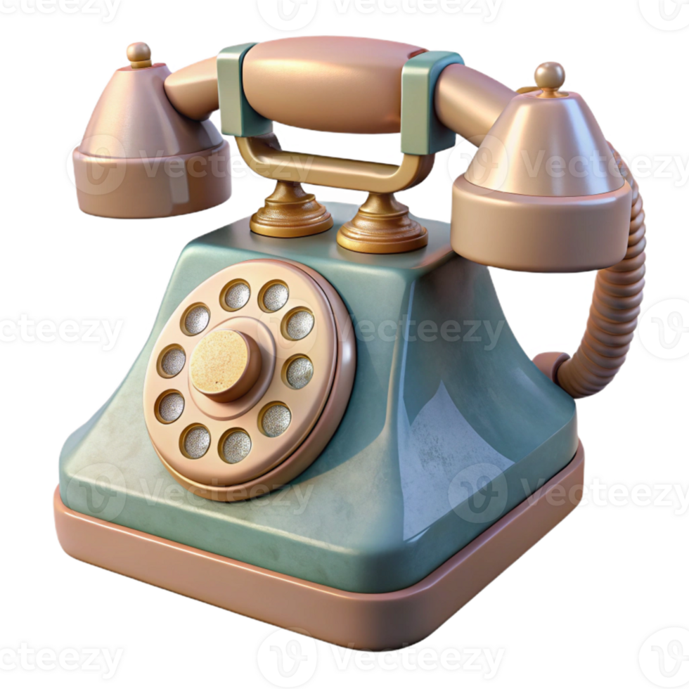 vibrant classic Old Fashioned Telephone Front View Isolated authentic png
