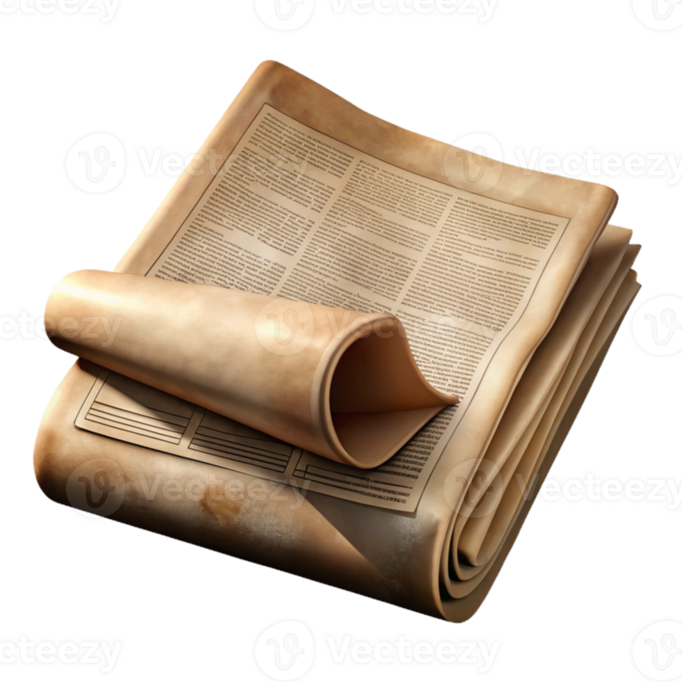 dramatic classic Old Newspaper Texture Sepia Tone Isolated genuine png