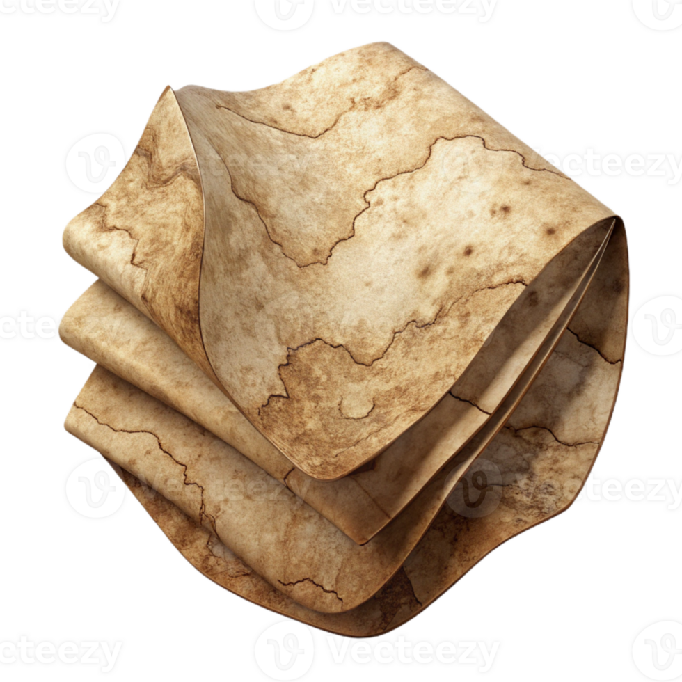 dramatic creative Old Paper Texture Cutout with Stained Edges Transparent Background professional png