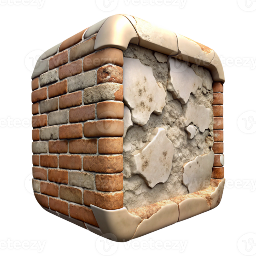 wonderful classic Old Wall Section Texture Isolated with Crumbling Plaster high resolution png