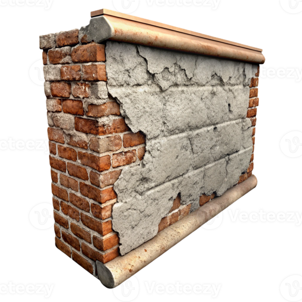 stunning minimalist Old Wall Section Texture Isolated with Crumbling Plaster original png