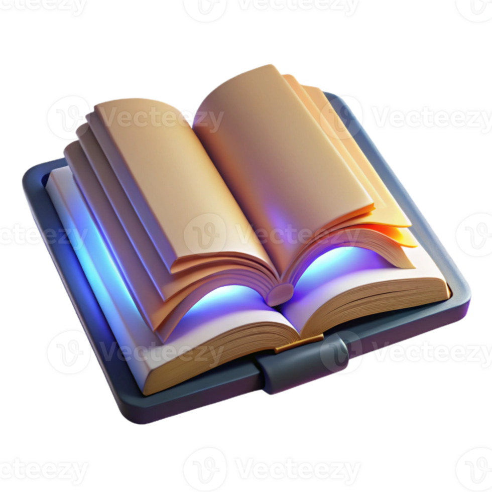 vibrant artistic Open Book with Glowing Pages Cutout Element high resolution png
