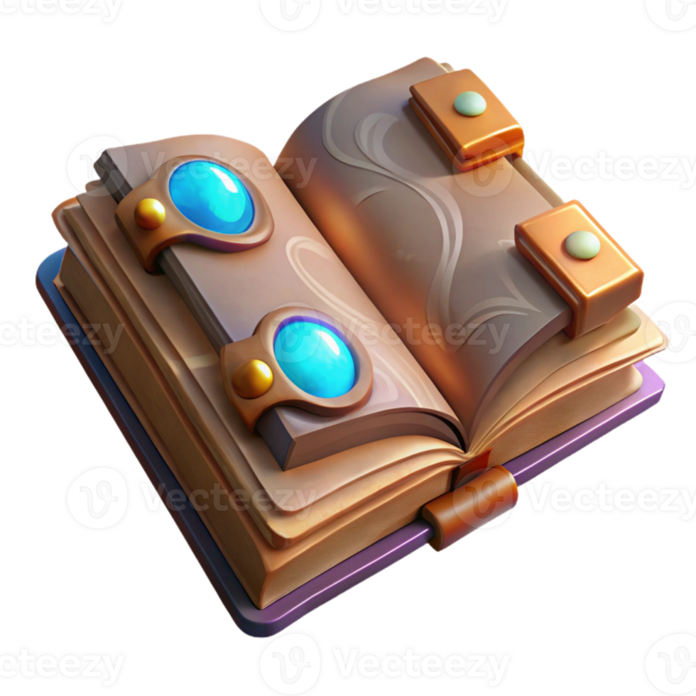 impressive classic Open Spellbook Isolated with Illuminated Pages original png
