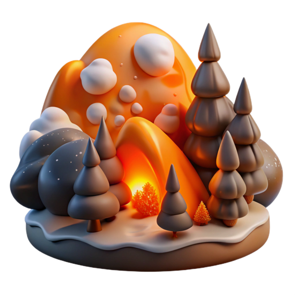 vibrant rustic Orange Embers and Dark Shadows Cutout Winter Scene png