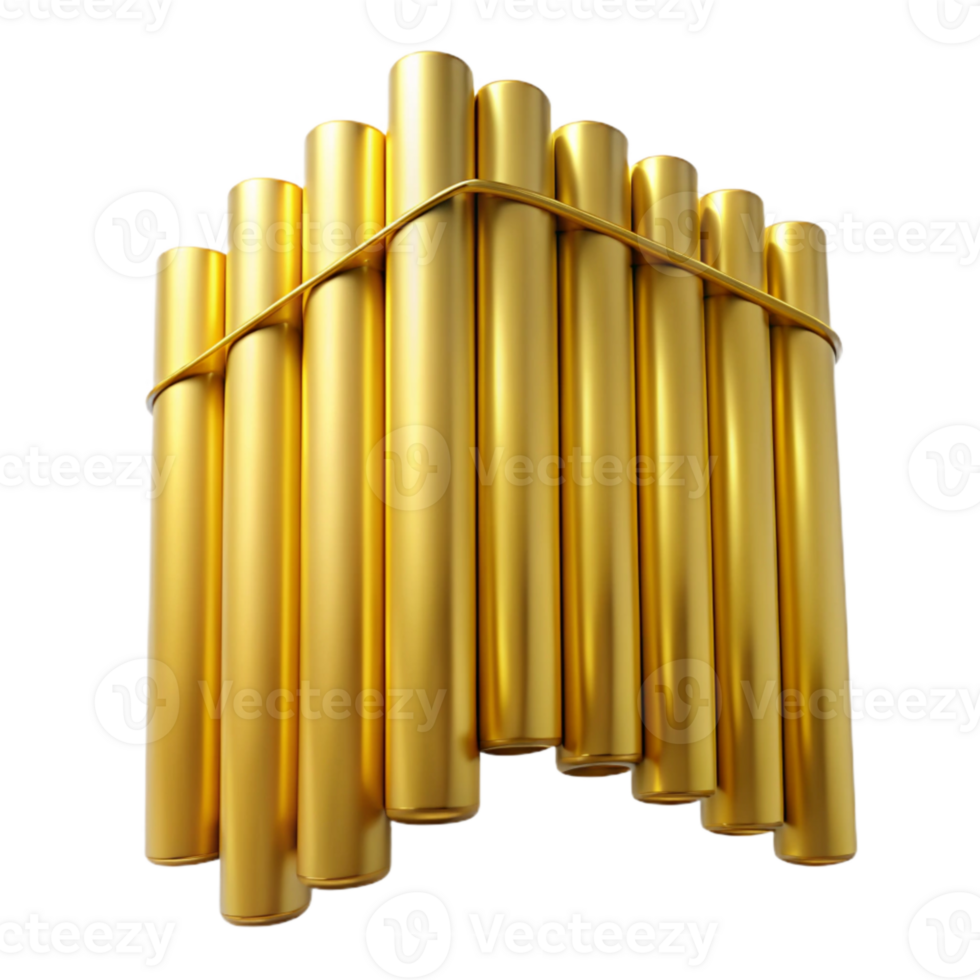 wonderful contemporary Organ Pipes Isolated Golden Hues Transparent Background original png