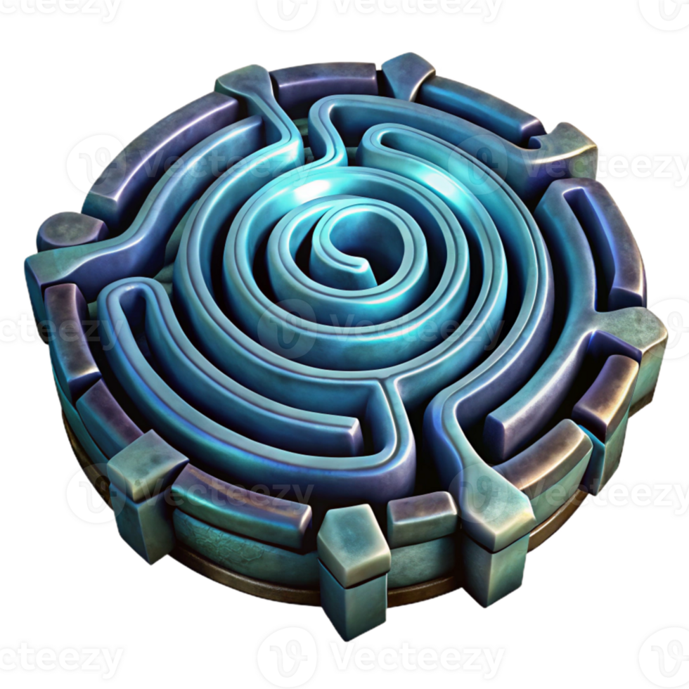 serene contemporary Ornate Luminari Labyrinth Transparent Cutout Dark Background genuine png