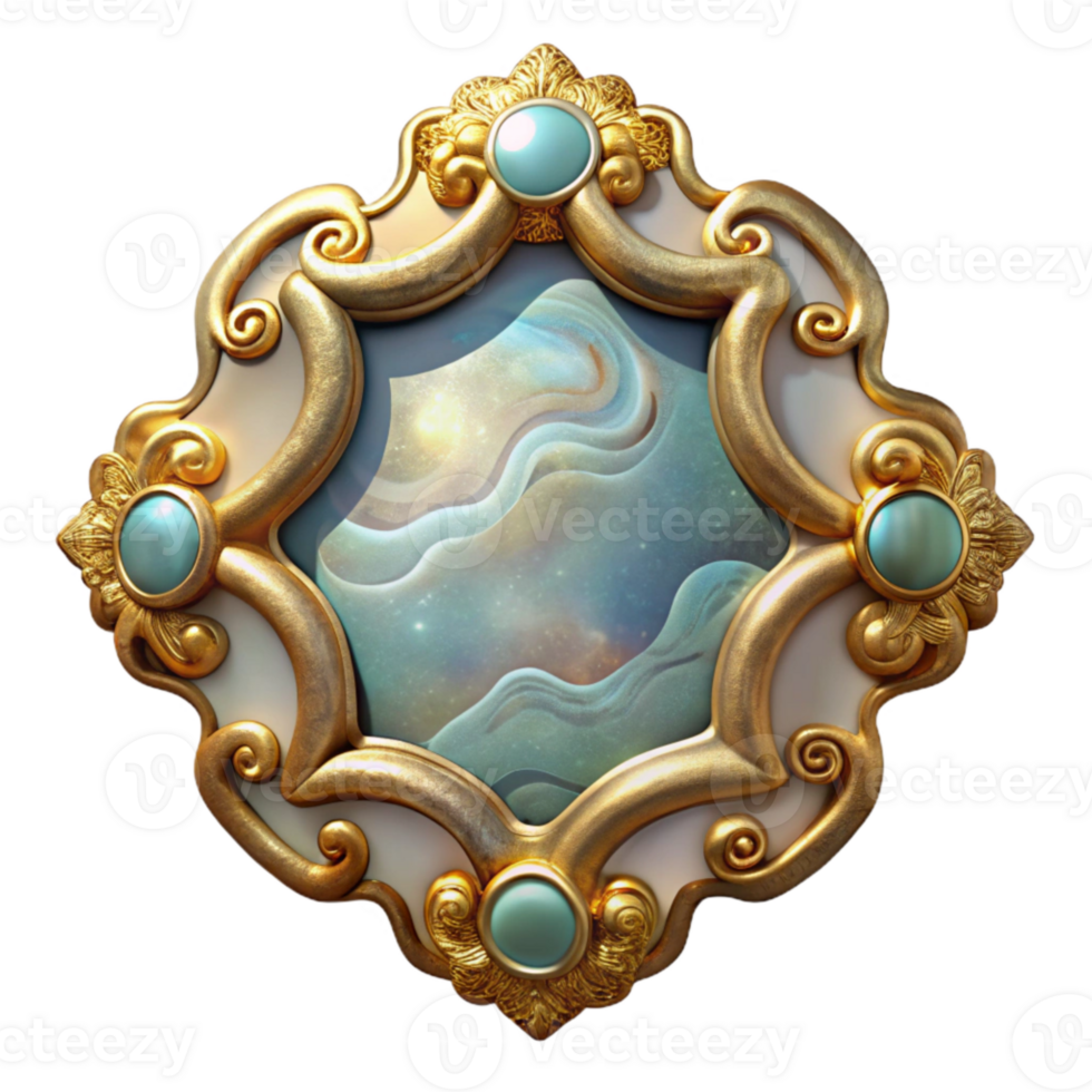 magnificent creative Ornate Spectral Map Frame Isolated Element Gold Accents high resolution png