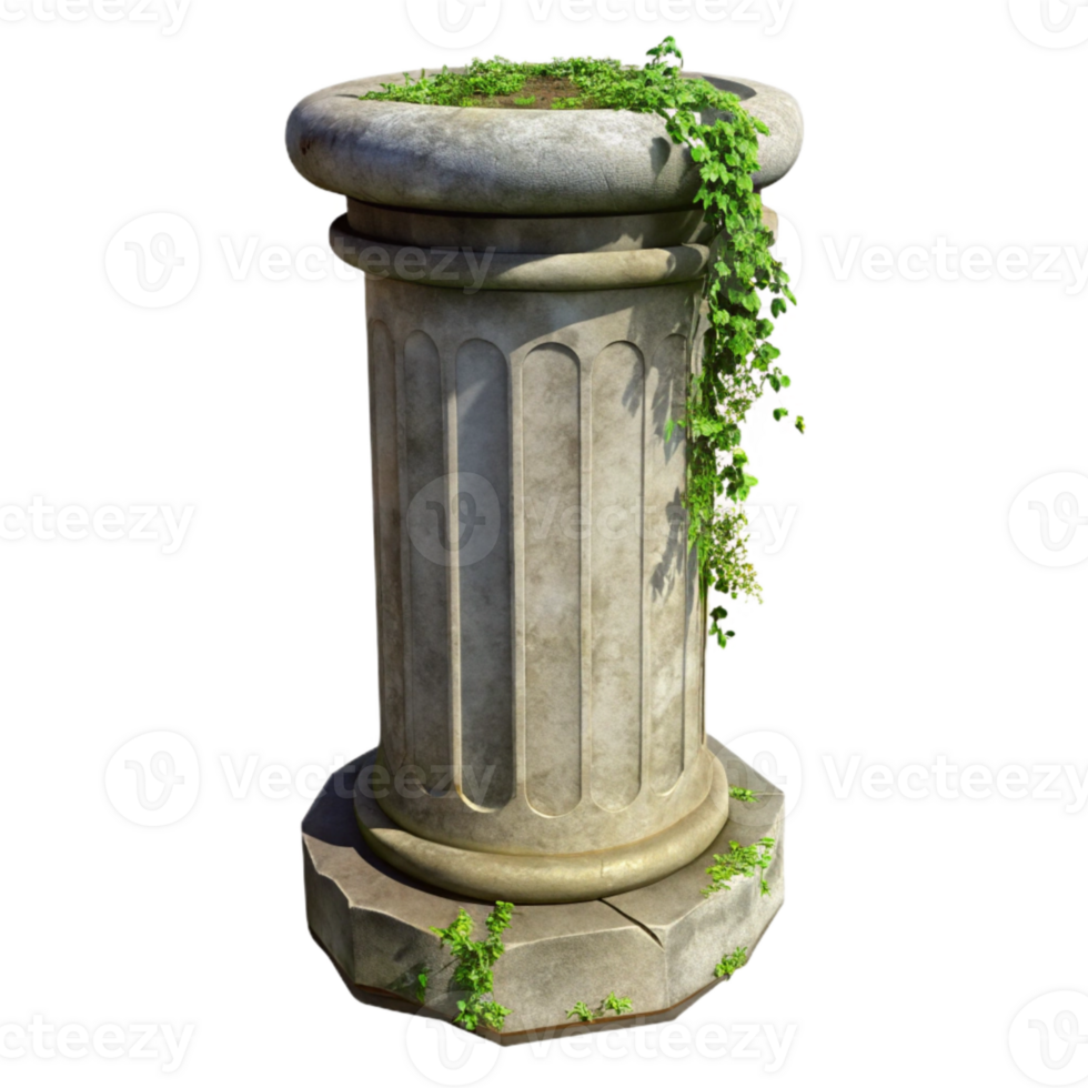 magnificent abstract Overgrown Concrete Pillar Isolated with Soft Lighting detailed png