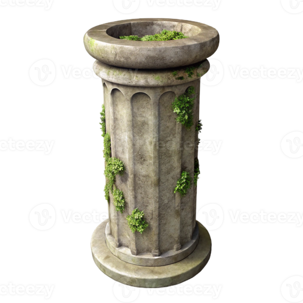 wonderful creative Overgrown Concrete Pillar Transparent Background png