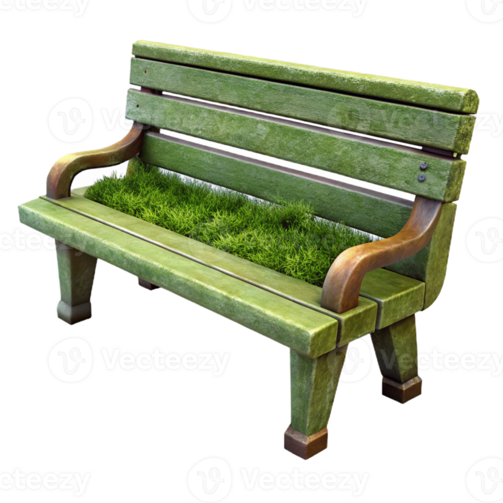 stunning abstract Overgrown Park Bench Side View Isolated Element premium png