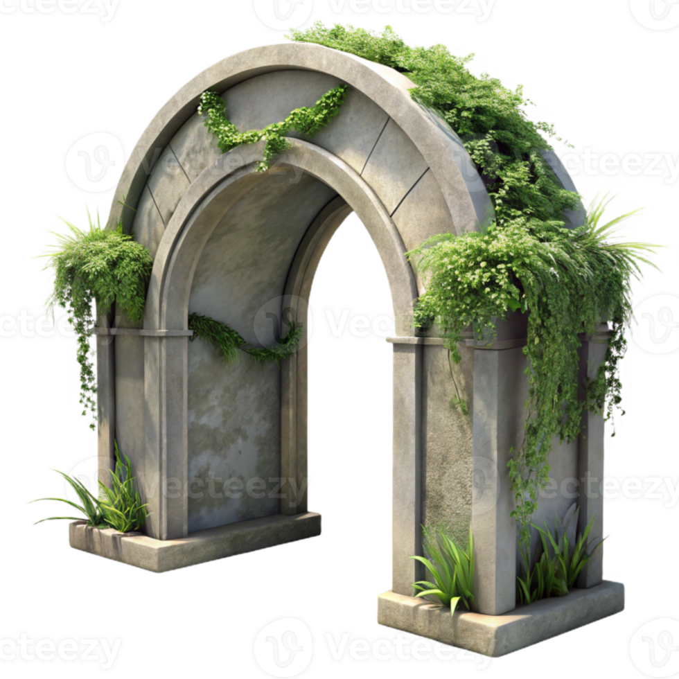 magnificent contemporary Overgrown Concrete Archway Transparent Background high quality png