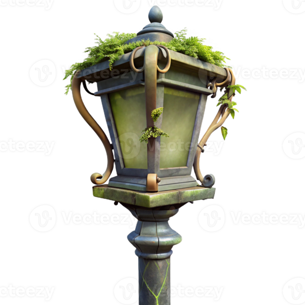 beautiful abstract Overgrown Street Lamp Transparent Background Isolated professional png
