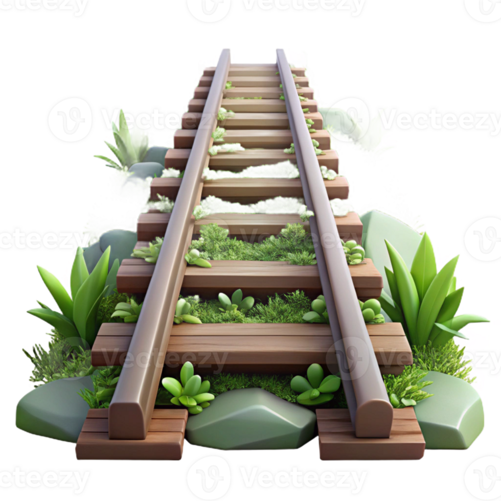 wonderful artistic Overgrown Railroad Tracks Isolated Element exclusive png