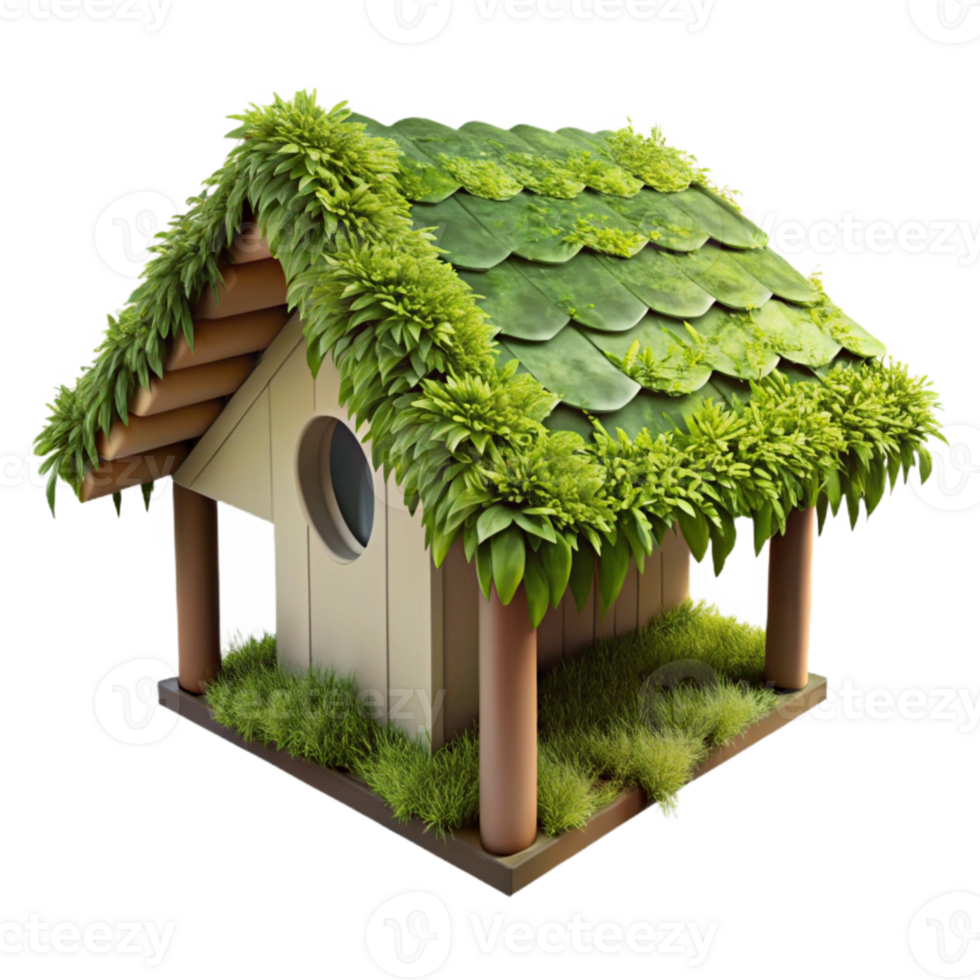 stunning creative Overgrown Roof with Greenery Cutout Lush Vegetation premium png