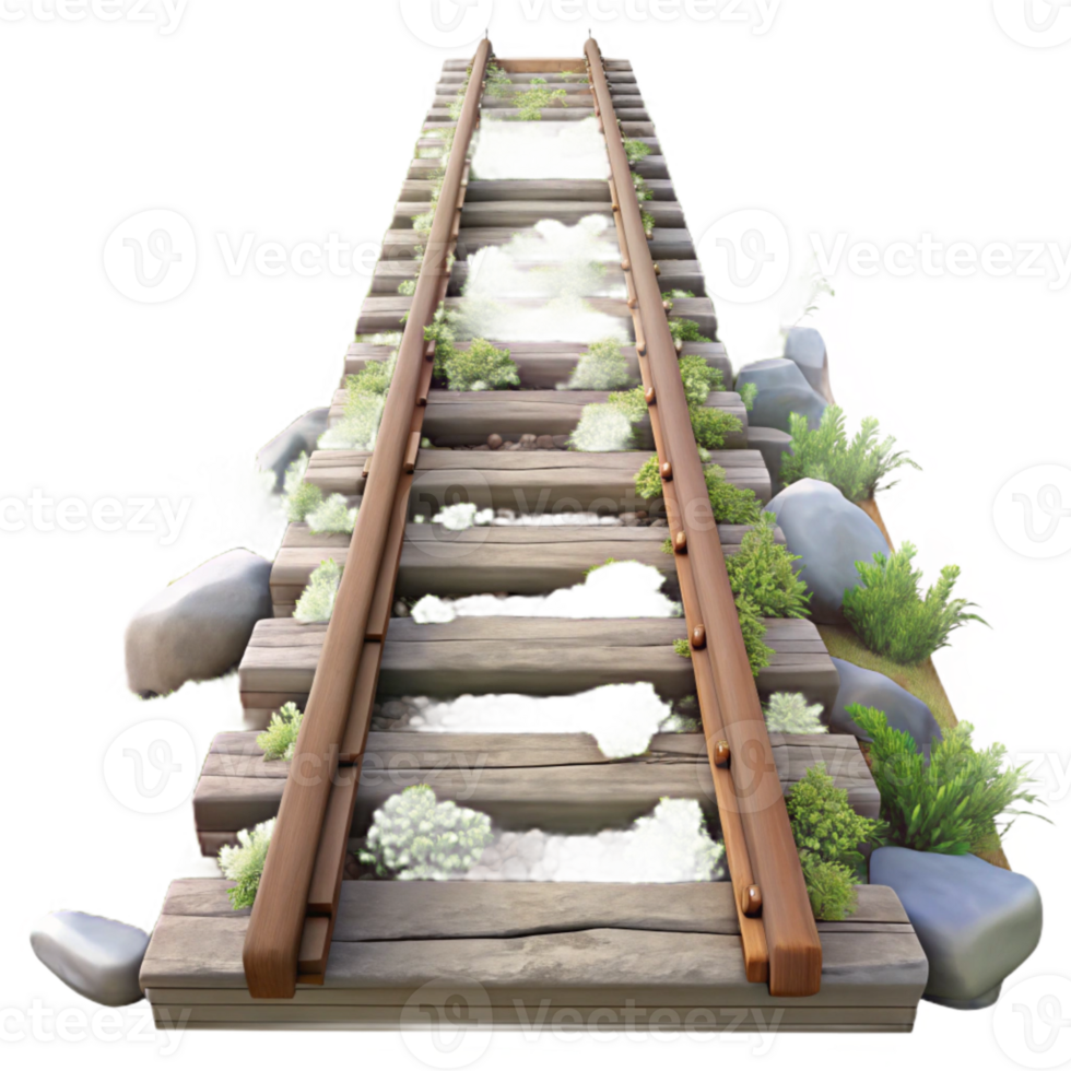 wonderful traditional Overgrown Railroad Tracks Isolated Element high resolution png