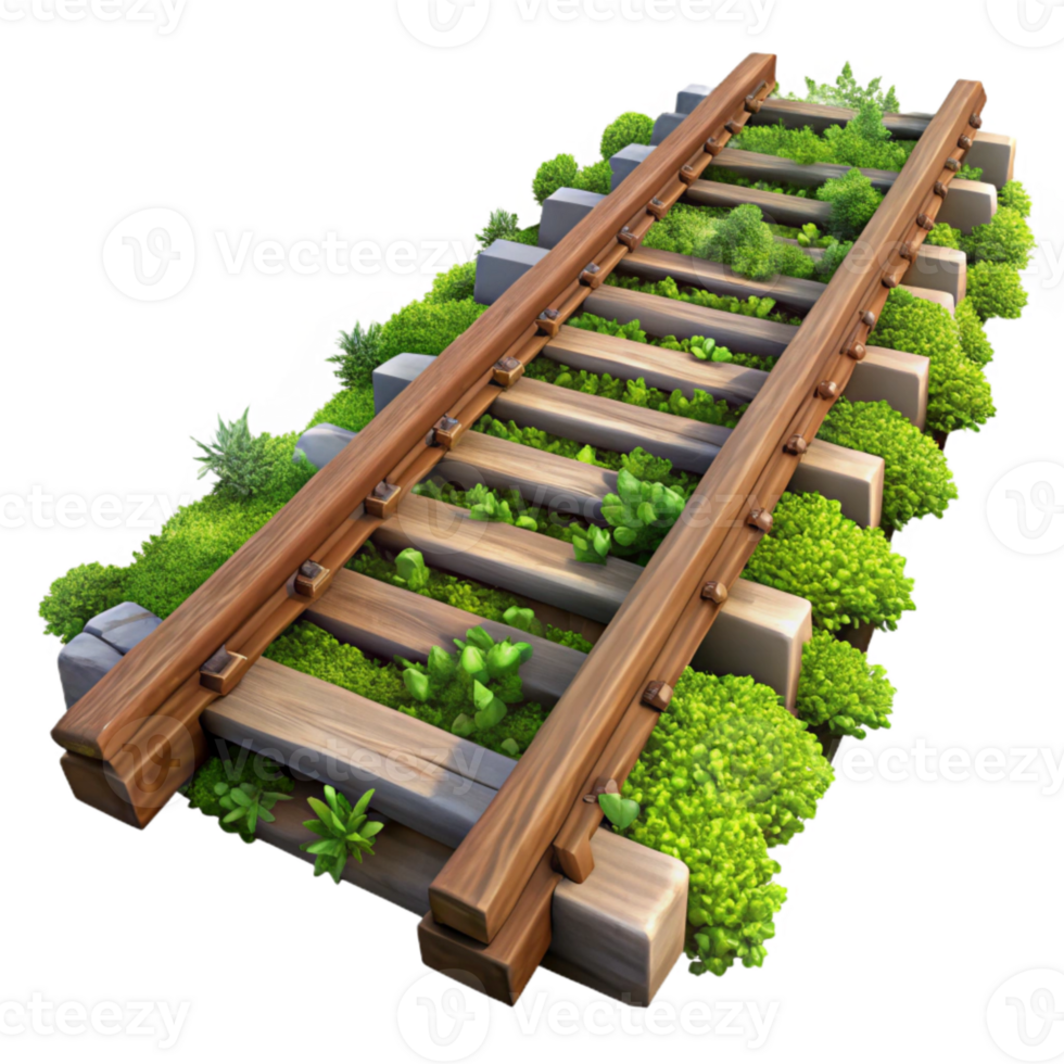 wonderful classic Overgrown Railroad Tracks Isolated Element original png