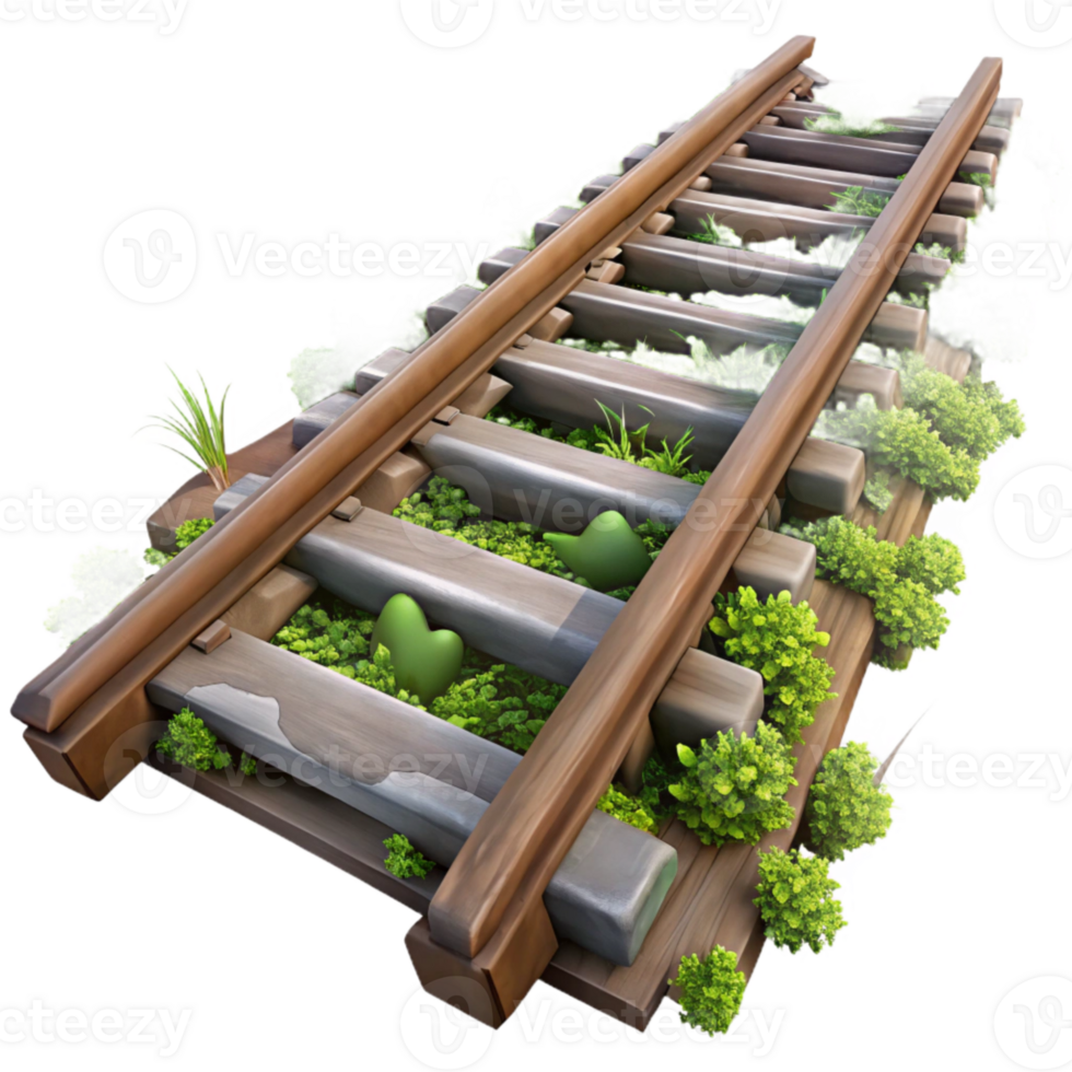 extraordinary abstract Overgrown Railroad Tracks Isolated Element high resolution png