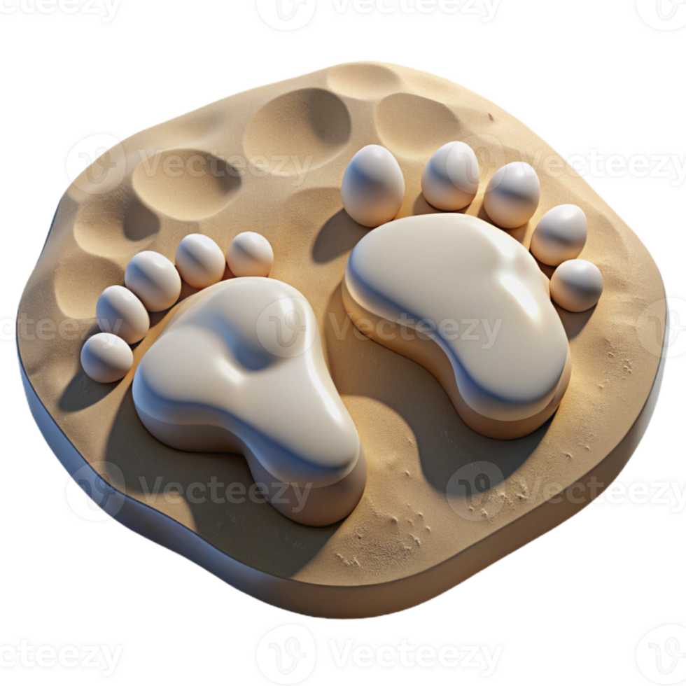dramatic creative Overlapping Footprints Sandy Beach Transparent Design Element high quality png