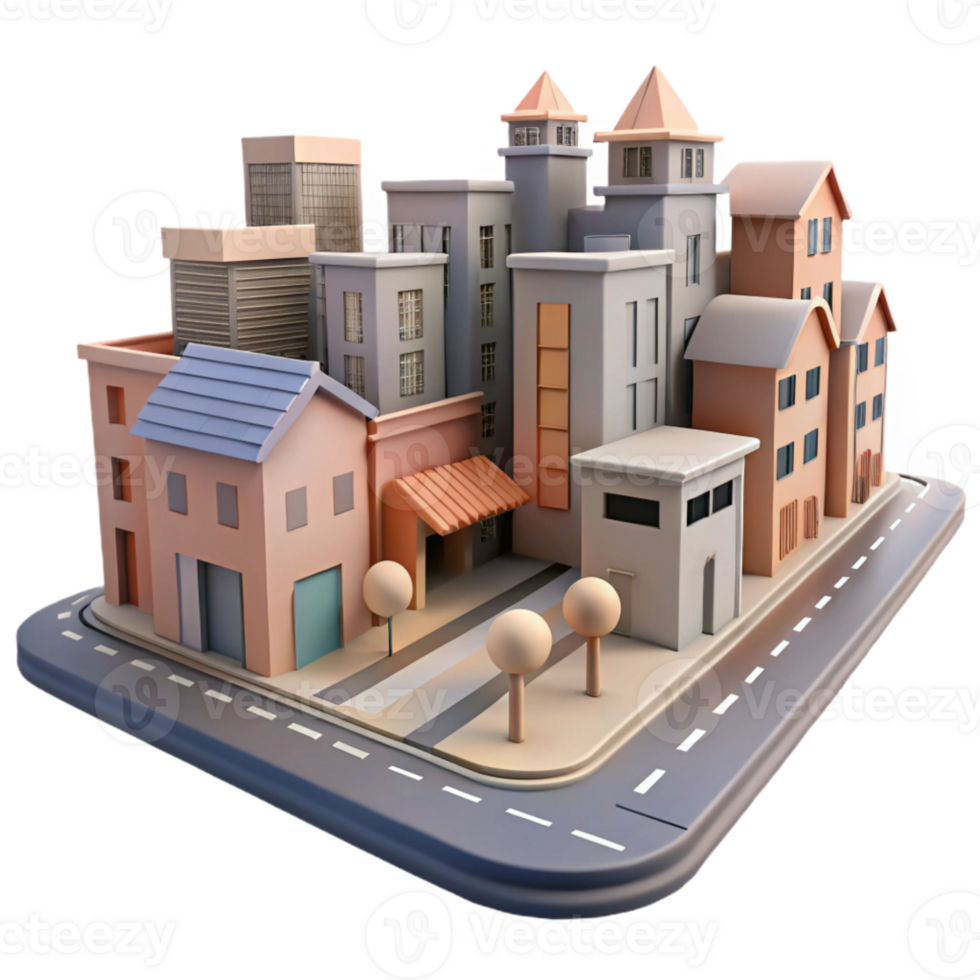 impressive rustic Overlapping Streets Cityscape Isolated high quality png
